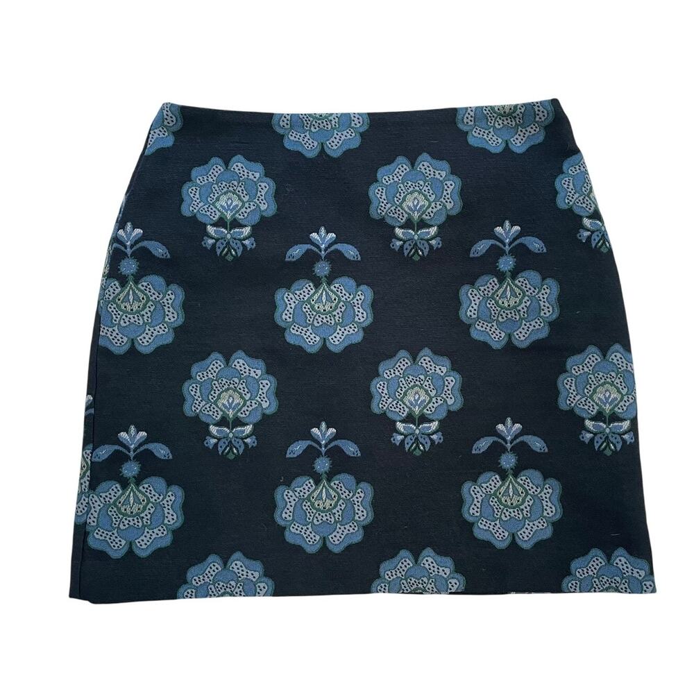 LOFT Blue Floral Short Pencil Skirt, Office Chic, Coquette, Size 8